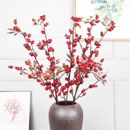 Decorative Flowers Simulated Fruit Branch Red Pomegranate Berry Material Foam Plastic Artificial Flower Bouquet
