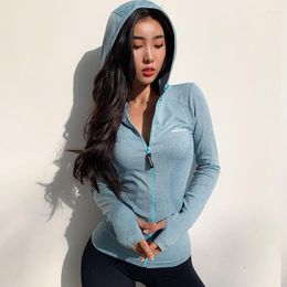 Active Shirts Long Sleeve Yoga Jacket Hooded Gym Tops Running Sports Fitness Quick Dry Warmed Jogging Ladies Sportswear