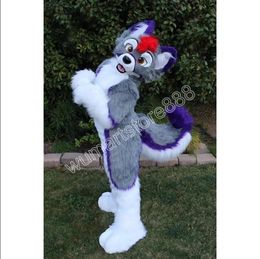 Grey Japan Kemono Kawaii Huksy Fursuit Mascot Costumes Full Furry Suit Custom Performance Clothing