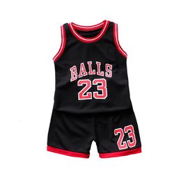 Clothing Sets Boys Sports Basketball Clothes Suit Summer Children's Fashion Leisure Letters Sleeveless Baby Vest T-shirt 2pcs Sets Kids 230628