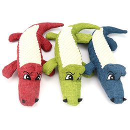 Dog Toys Chews Linen Plush Crocodile Pet Toy Chew Squeaky Noise Tough Interactive Doll Cleaning Teeth Supplies Jk2012Xb Drop Deliv Dhamv