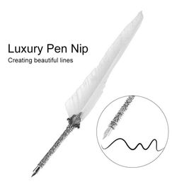 Pens Russian English Calligraphy Feather Dip Pen Writing Ink Set Stationery Gift Box with 5 Nib Wedding Gift Quill Pen Fountain Pen