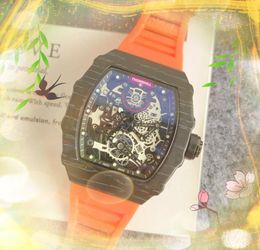 Super Fibre Wood Wave Case Men's Watch 43mm Popular Rubber Band business casual Quartz Chronograph Military Boutique mature western Wristwatch