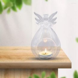 Candle Holders 2023 Creative Angel Glass Crystal Hanging Tea Light Holder Home Party Decoration Windproof Candlestick Storage