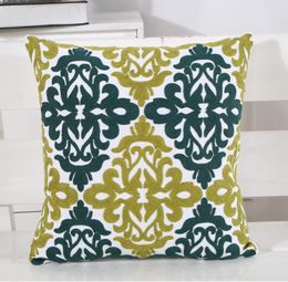 Home Decor Cushion Cover Daisy Floral Geometric 45x45cmYellow Blue Embroidery Pillow Cover Soft Cozy for living room