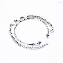 Link Bracelets Stainless Steel Cool Multilayer Beads Bracelet Heart Charms Adjustable Women Bangle Wrist Chain Girl Friend Jewellery Gift