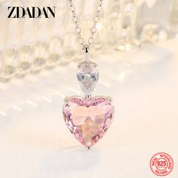 Pendant Necklaces ZDADAN 925 Silver Pink Zircon Necklace Chains For Women Fashion Jewelry 230629