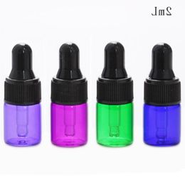 Amber Clear Blue Green Purple Red Mini Glass Bottles 2ml Essential Oil Display Vials With Black Pipette Dropper Lids For EJuice Eliquid Gric