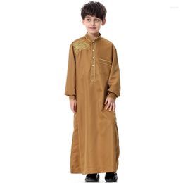 Ethnic Clothing Fashion Muslim Saudi Arabia Pocket Buttons Teen Boys Shirt Robe Dubai Emirate Ramadan Boy Islamic Dress