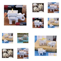 Party Favor Favors Lucky Elephant Tea Light Candle Holder Gift Drop Delivery Home Garden Festive Supplies Event Dhyg9