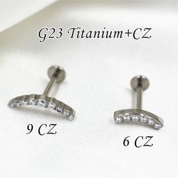 Navel Bell Button Rings 10pcs Body Piercing Jewelry G23 Clear Shine CZ Lip Labret Bar Ear Short Barbells Helix Tragus Rook Cartilage 230628