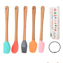 Baking Pastry Tools Mini Sile Spata Scraper Basting Brush Spoon For Cooking Mixing Nonstick Cookware Kitchen Utensils Bpa Drop Del Dhr8H