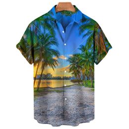 Men s Dress Shirts Summer Hawaiian Neutral Beach Style Fashion Casual Short Sleeves Comfortable Breathable Oversized 230629