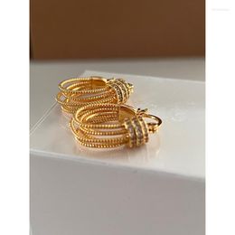 Hoop Earrings A Little Cute With Smooth Lines 2023 Autumn Women's Clothes Micro Inlaid Circle A5/10