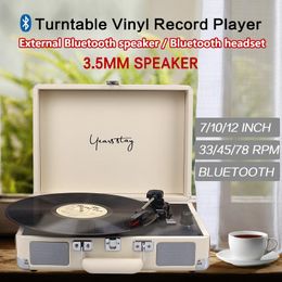 Speakers Portable Vintage Vinyl Record Player 33/45/78 Rpm Classic Phonograph Gramophone Turntable Playrer Music Player Builtin Speaker