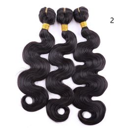 Lace Wigs Hair Bulks Synthetic Body Wave Bundles 1624 Inches Curly s 3 PiecesSet Pure Colour for Black Women 230629