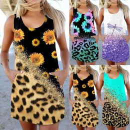 Casual Dresses Women's Summer Dress Beach Floral T Shirt Tank Sleeveless Loose Fall