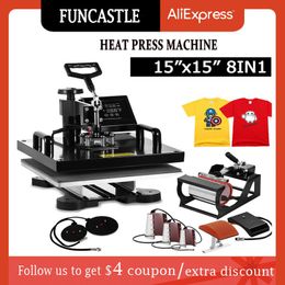 Embossing Multifunction Heat Press T Shirts 15"x15" Sublimation Transfer Shirts Hot Press Machine Estampar for Caps Tshirts Cups Plates