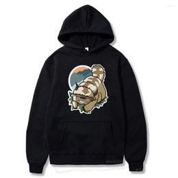 Men's Hoodies Cute Anime Avatar Appa Manga Graphic Hoodie Men Women Vintage Hip Hop Clothes Crewneck Oversized Patchwork Sweatshirts