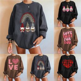 Women's Hoodies Love Printed Sweatshirt Long Sleeve Super Loose Valentine's Day Cute Sweatshirts Women Crop Top With Hood