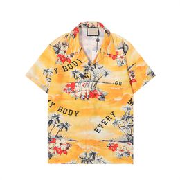 High Quality Design Blouse Shirts Men's Camisas De Hombre Fashion Geometric Letter Print Casual Shirts Men Short Sleeve Turn Down Collar Business Dress Shirt M-3XL04