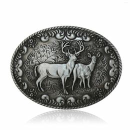 Belts Western Denim Zinc-Alloy Animal Deer Pattern Jeans Leather Trim Belt Buckle For Men Accessorise Gift Style