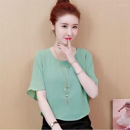 Women's Blouses Women Chiffon Loose Blouse Shirt Summer Half Sleeve Solid Tops Office Lady Elegant 10 Colors