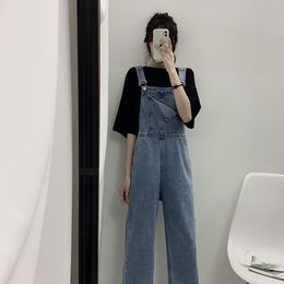 Vintage Denim Overalls Frauen Sommer 2023 Koreanische Stil Hosen Lose Breite Bein Overalls Flut Casual Alle Spiel Frauen Jeans