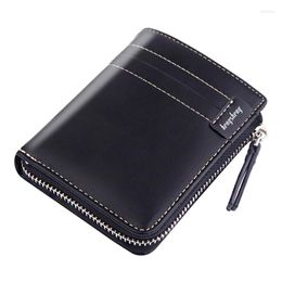 Wallets Men's Solid Colour Wallet Short Retro Zipper Letter Decoration Coin Purses Male Pu Leather Multifunction Clutch Money Clip