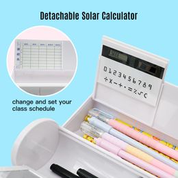 Bags NBX Pencil Cases Multifunctional Standing Pencil Case Organiser Double Layer Cylindrical with Mirror Erasable Notepad Calculator