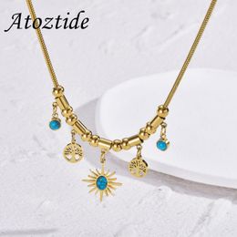 Wedding Jewellery Sets Atoztide Simple Star Necklace Earring Bracelet for Women Girls Gold Colour Stainless Steel Thick Chain Pendant Gift 230627