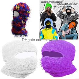 Berets Clava Died Knitted Fl Face Ski Mask Shiesty Camouflage Knit Fuzzy Drop Delivery Fashion Accessories Hats Scarves Gloves Caps Ot92V