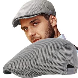 New Fashion Summer Men Hats Breathable Mesh Newsboy Caps Outdoor Sun Hats Flat Cap Adjustable Caps Gorras Berets for Father Gift