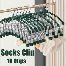 Hangers Stainless Steel Sock Hanger Drying Rack Windproof Clothing 10 Clips Multi For Laundry Underwear Holder