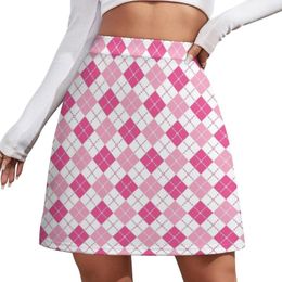 Skirts Pink Argyle Mini Skirt Summer Dress Clothing Female Japanese Style School Uniform