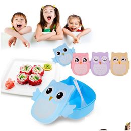 Lunch Boxes Bags Cartoon Owl Box Food Fruit Storage Container Portable Kids Student Bento Children Gifts For Picnic Set Xb1 Drop Del Dhfji