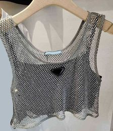 Triangle Badge Diamond Tank Tops Womens Sling 2 Pcs Set Camis for Women Sexy Sleeves Summer Vest Fashion design266cc