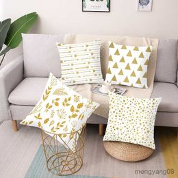 Cushion/Decorative Golden geometric printing square cushion cover car sofa simple home decoration ornaments R230629