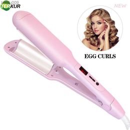 Curls Hair Curling Iron LED Wave Wand Ceramic Professional 110-240V Curler Roller Corrugation Waver Styling Tools L230520