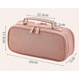 Bags Pen Storage Box Pouch Stationery Gift Supply Canvas Double Layer Pencil Case Large Capacity School Student Kids Make Up Bags