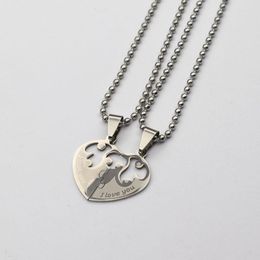 Pendant Necklaces Heart Chain Necklace Set Key Lock Matching Couple Fashion Stainless Steel Choker Hip Hop Jewellery Lover Gift