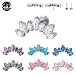 Navel Bell Button Rings 1PC ASTM 36 Flower Simple 16G Ear Cartilage Tragus Helix Daith Piercing Body Jewelry Cluster Zircon Labret Lip Ring 230628