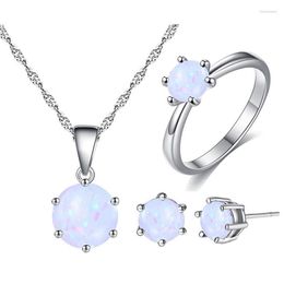 Necklace Earrings Set Selling Simple Special Color Opal Crystal Stud Elegant Wedding Dress Costume J35