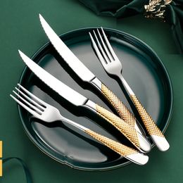 Dinnerware Sets Home Tableware Cutlery Set Golden Cutlery Stainless Steel Dinnerware Set Silverware Cutlery Complete Fork Spoons Knives Set 230628