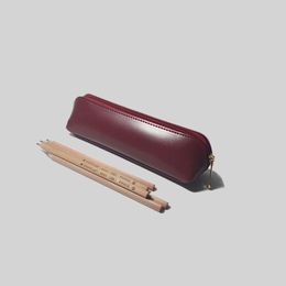 Bags Quality Leather Pencil Bag Big Capacity Fine Smooth Surface Waterproof Pencil Pouch Zipper Closure Stylish of Stationery Storage