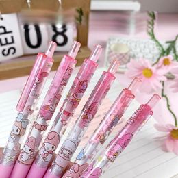 Pens 36 pcs/lot Kawaii Pink Rabbit Press Gel Pen Cute 0.5mm black ink Signature Pens Office School Writing Supplies Stationery Gift