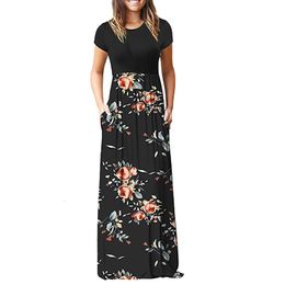 Basic Casual Dresses Dres s Short Sleeve Printed Long Skirt Vestidos Mujer Bandage Vintage Korean Une Robe 230629