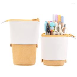 Kawaii Multifunctional Pencil Bag Long Pull-Down Holder Creative Cute Canvas Pen Case For Student Stationery Gift