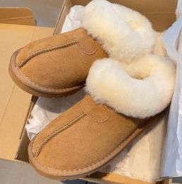 Women Fur Slippers Boots Fashion Fully Protected Warm Booties Woman Fur Fluffy Antelope brown