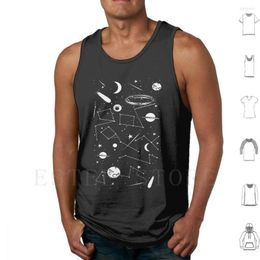 Men's Tank Tops My Own Space T Shirt Men Cotton Planets Moon Star Kite Astronomy Stars Galaxy Universe Black And White Planet
